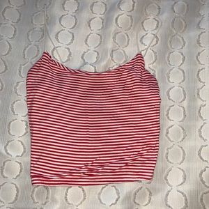 Stripped Scoop Neck Crop Top